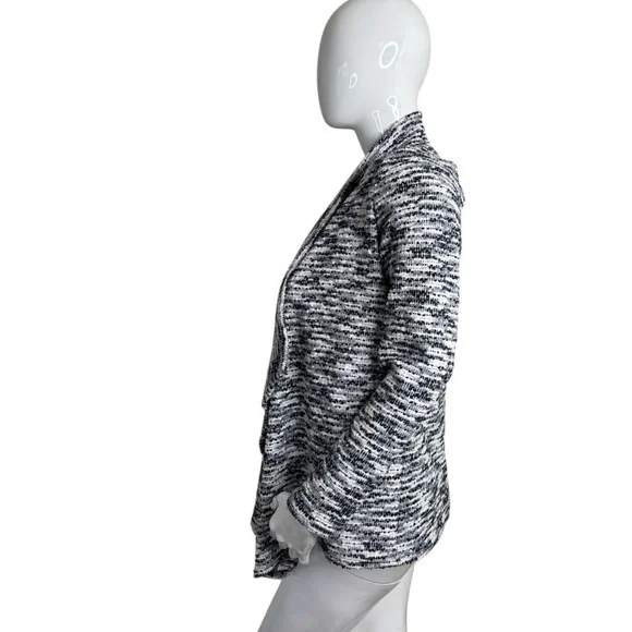 Vince Camuto Navy grey White Waterfall draped Front Long Sleeve jacket Sweater S - Picture 9 of 15